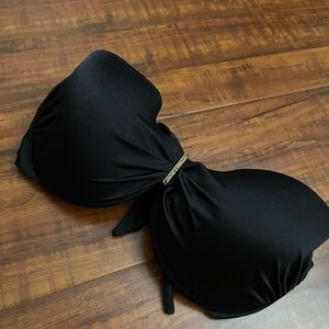 SWIM Victoria’s Secret black tube top swim bikini with gold detail